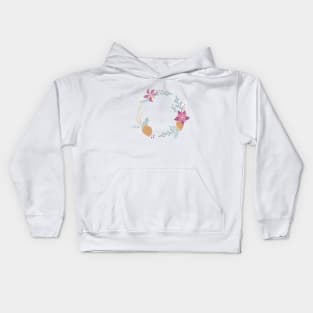 Christmas Florals on Purple Kids Hoodie